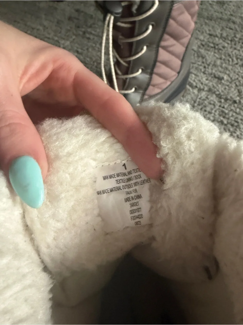 Target Girls Quilted Brown and Gray Winter Boots with Faux Fur